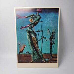 Salvador Dali The Burning Giraffe Vintage Art Postcard Switzerland